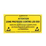 ESD štítok s textom: Attention Zone protégée contre les ESD