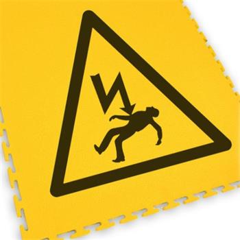 Dlaždica s logom elektrického nebezpečenstva